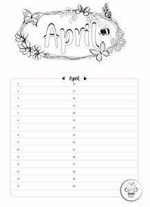 A4 - Perpetual Kiari Colouring Calendar