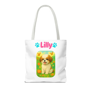 Personalized Dog Tote Bag – Custom Name Pet Tote – Cute Gift for Pet Moms & Animal Lovers