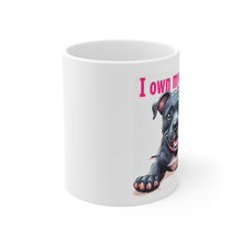 Load image into Gallery viewer, &quot;I Own My Human&quot; Pitbull Ceramic Coffee Mug
