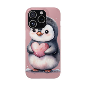 Cute Penguin Love Slim Phone Case - Perfect for Valentine’s Day & Animal Lovers