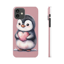 Load image into Gallery viewer, Cute Penguin Love Slim Phone Case - Perfect for Valentine’s Day &amp; Animal Lovers
