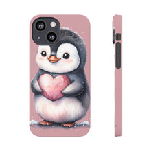 Load image into Gallery viewer, Cute Penguin Love Slim Phone Case - Perfect for Valentine’s Day &amp; Animal Lovers
