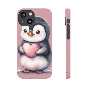 Cute Penguin Love Slim Phone Case - Perfect for Valentine’s Day & Animal Lovers