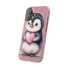 Load image into Gallery viewer, Cute Penguin Love Slim Phone Case - Perfect for Valentine’s Day &amp; Animal Lovers
