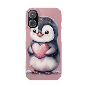 Cute Penguin Love Slim Phone Case - Perfect for Valentine’s Day & Animal Lovers