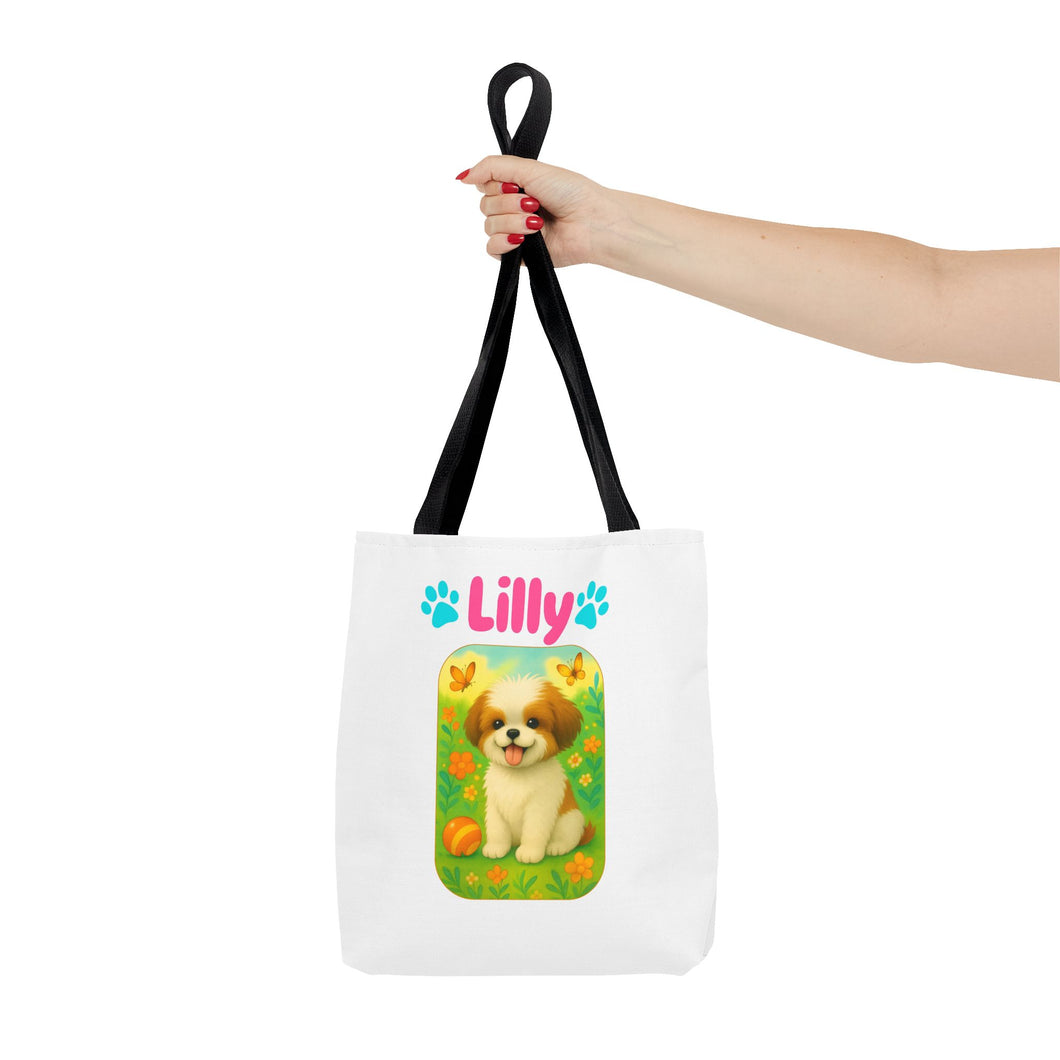 Personalized Dog Tote Bag – Custom Name Pet Tote – Cute Gift for Pet Moms & Animal Lovers