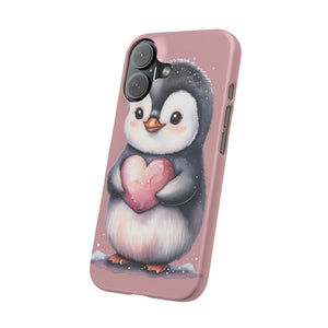 Cute Penguin Love Slim Phone Case - Perfect for Valentine’s Day & Animal Lovers