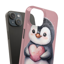 Load image into Gallery viewer, Cute Penguin Love Slim Phone Case - Perfect for Valentine’s Day &amp; Animal Lovers
