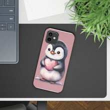 Load image into Gallery viewer, Cute Penguin Love Slim Phone Case - Perfect for Valentine’s Day &amp; Animal Lovers
