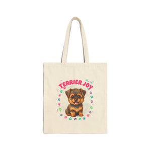 Cute Dog Lover Cotton Canvas Tote Bag - Terrier Joy & Minnie Pet Accessories