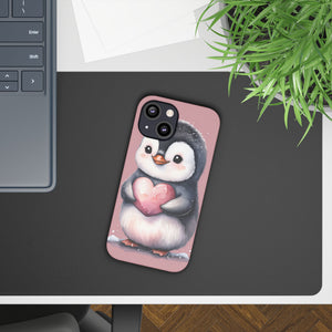 Cute Penguin Love Slim Phone Case - Perfect for Valentine’s Day & Animal Lovers