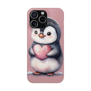 Cute Penguin Love Slim Phone Case - Perfect for Valentine’s Day & Animal Lovers