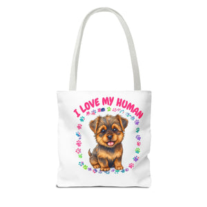 "I love my human" Custom Tote Bag