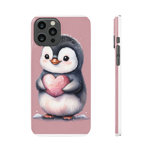 Cute Penguin Love Slim Phone Case - Perfect for Valentine’s Day & Animal Lovers