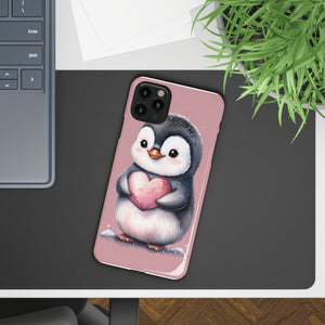 Cute Penguin Love Slim Phone Case - Perfect for Valentine’s Day & Animal Lovers