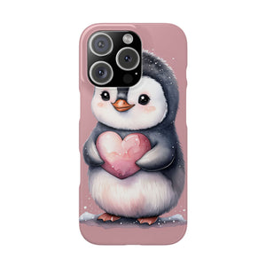 Cute Penguin Love Slim Phone Case - Perfect for Valentine’s Day & Animal Lovers