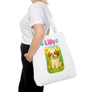 Personalized Dog Tote Bag – Custom Name Pet Tote – Cute Gift for Pet Moms & Animal Lovers