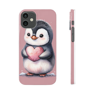 Cute Penguin Love Slim Phone Case - Perfect for Valentine’s Day & Animal Lovers