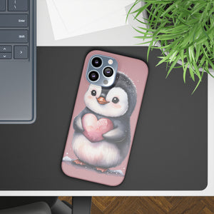 Cute Penguin Love Slim Phone Case - Perfect for Valentine’s Day & Animal Lovers