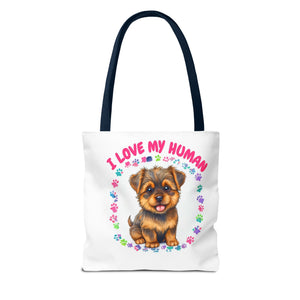 "I love my human" Custom Tote Bag