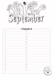 A4 - Perpetual Kiari Colouring Calendar