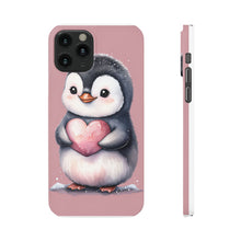 Load image into Gallery viewer, Cute Penguin Love Slim Phone Case - Perfect for Valentine’s Day &amp; Animal Lovers
