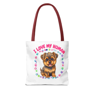 "I love my human" Custom Tote Bag