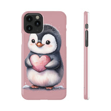 Load image into Gallery viewer, Cute Penguin Love Slim Phone Case - Perfect for Valentine’s Day &amp; Animal Lovers
