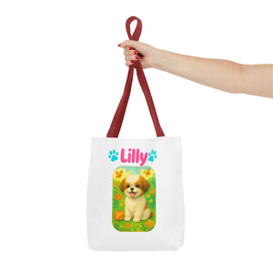 Personalized Dog Tote Bag – Custom Name Pet Tote – Cute Gift for Pet Moms & Animal Lovers