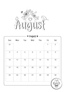 2025 Colouring Calendar Printables