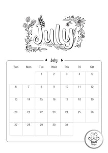 2025 Colouring Calendar Printables